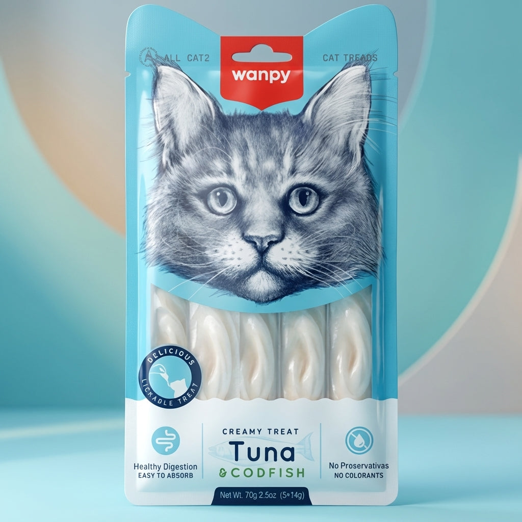Wanpy Creamy Lickable Treat for Cat – Tuna and Codfish